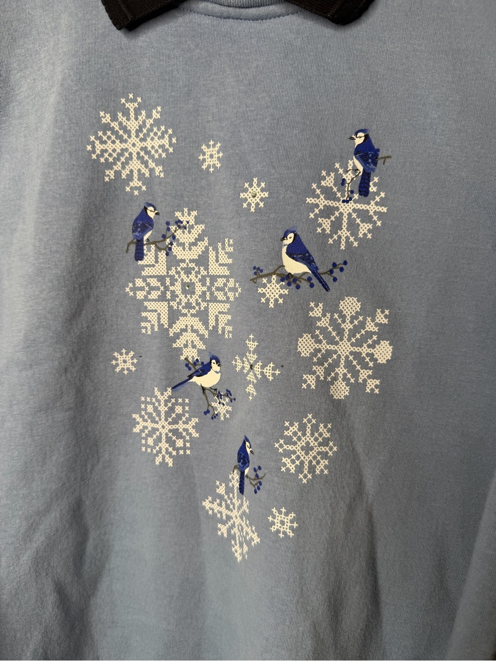 Vintage Northern Reflections Blue Jay Snowflake Fleece Sweatshirt XL Winter Bird - Picture 3 of 9